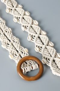 Shell Braid Belt with Wood Buckle sold by Back2Basics