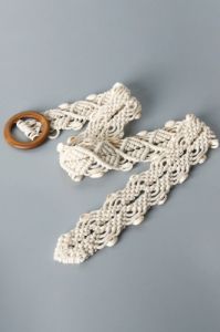 Shell Braid Belt with Wood Buckle sold by Back2Basics