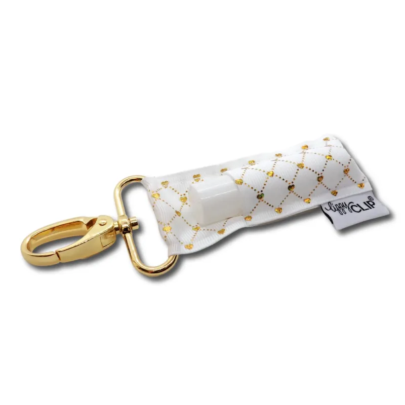 Gold Lattice on White LippyClip® sold by Back2Basics