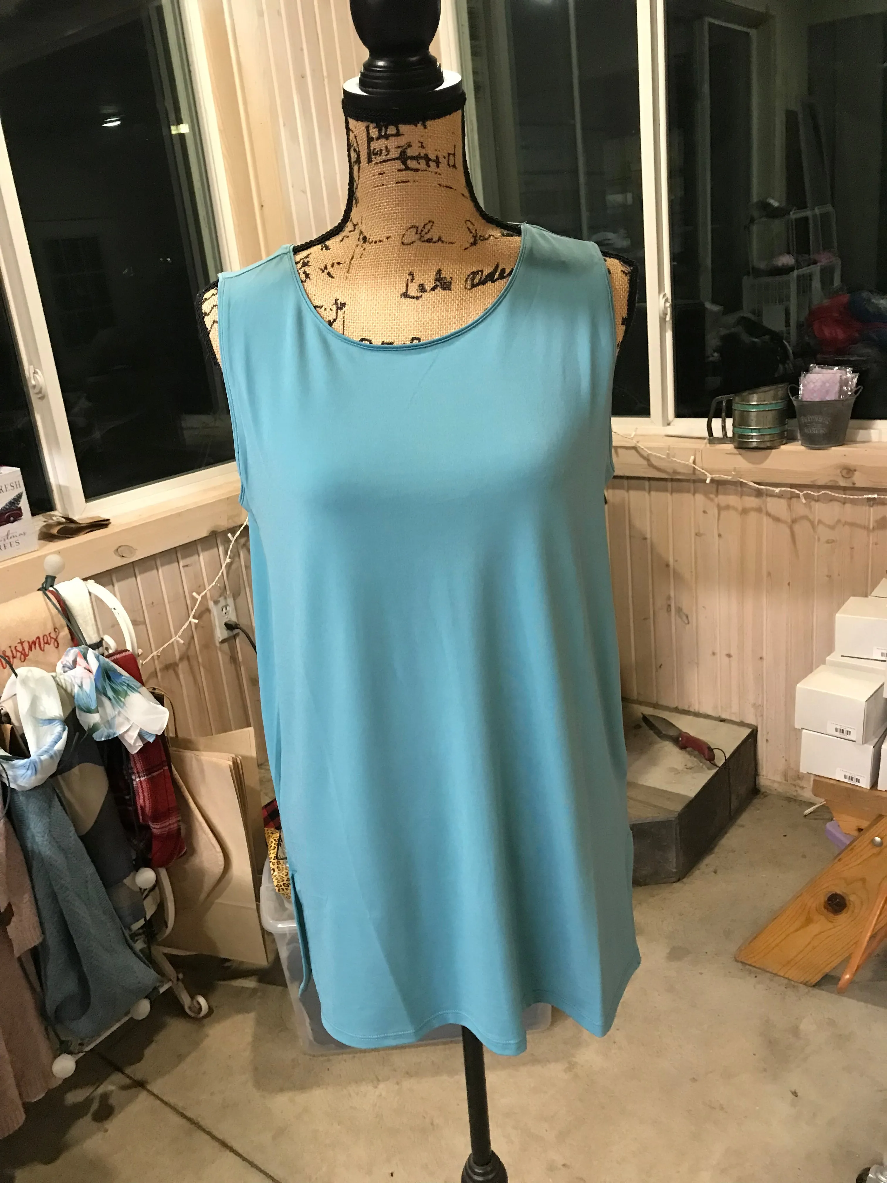 Solid Side Slit Sleeveless Tank Top sold by Back2Basics