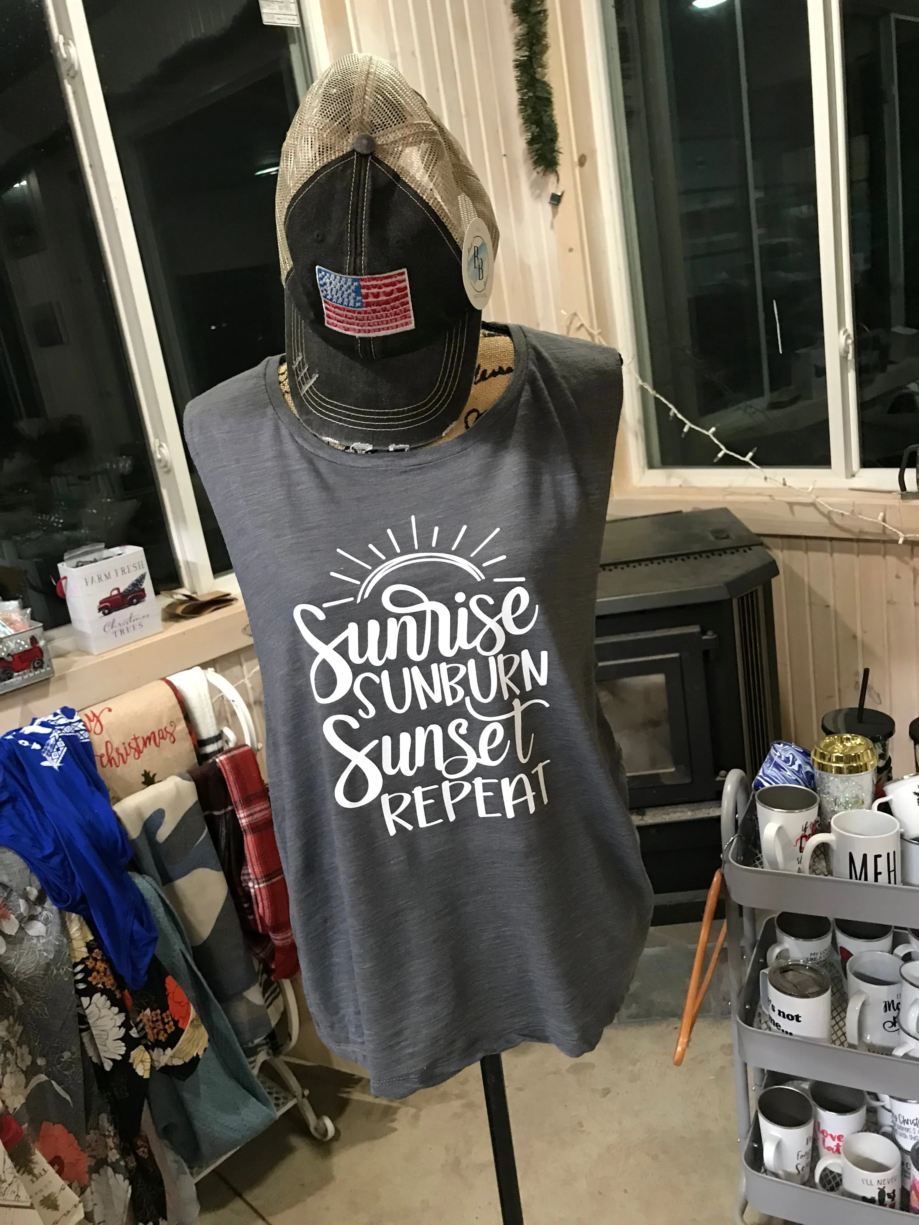 Sunrise Sunburn Sunset Repeat Tank Top sold by Back2Basics