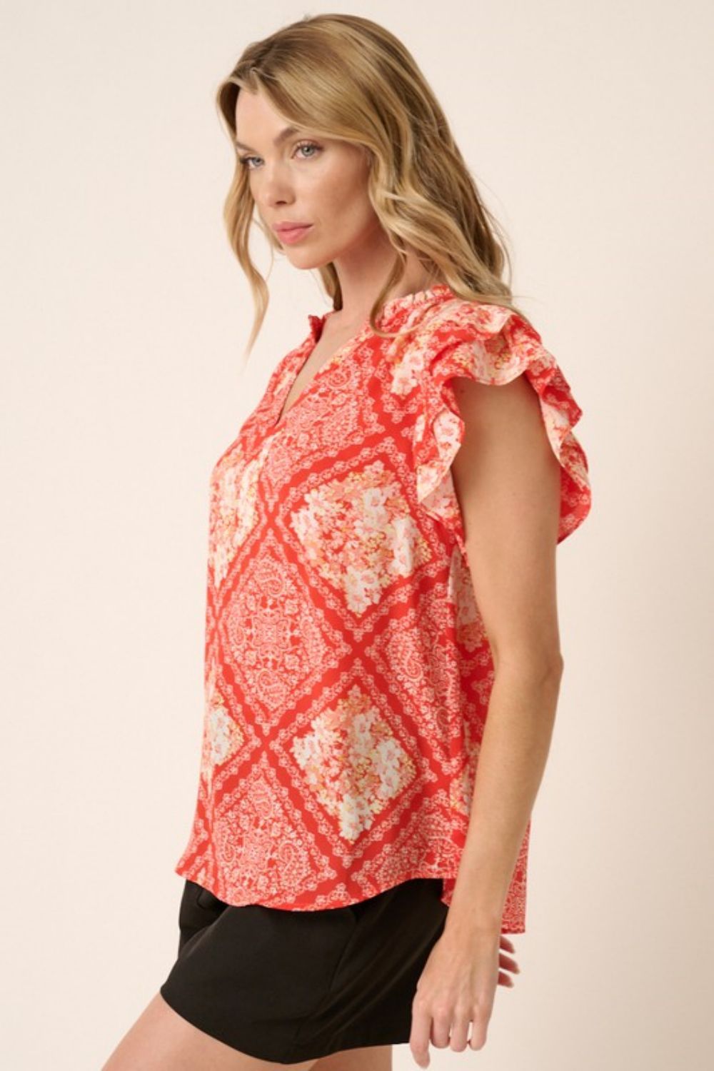 Mittoshop Full Size Printed Butterfly Sleeve Blouse sold by Back2Basics product image thumbnail 5