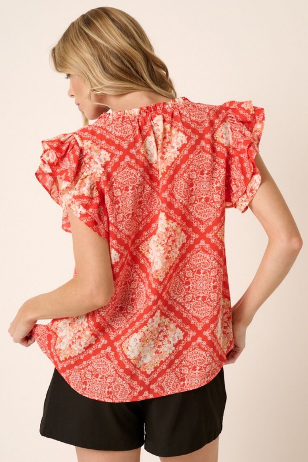 Mittoshop Full Size Printed Butterfly Sleeve Blouse sold by Back2Basics product image thumbnail 2