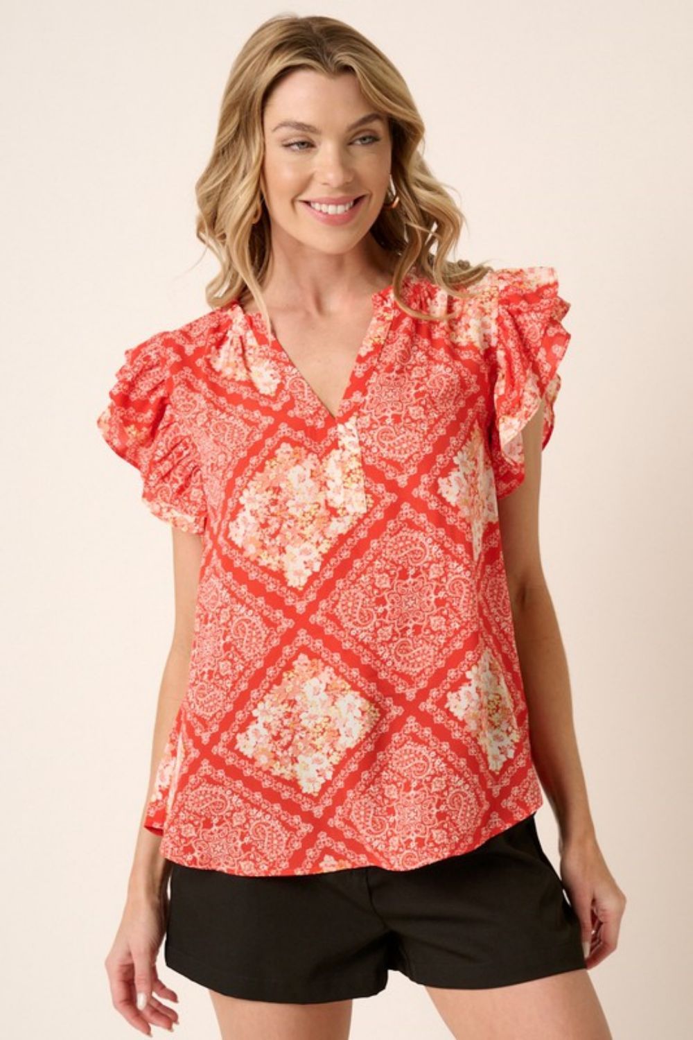 Mittoshop Full Size Printed Butterfly Sleeve Blouse sold by Back2Basics product image thumbnail 3