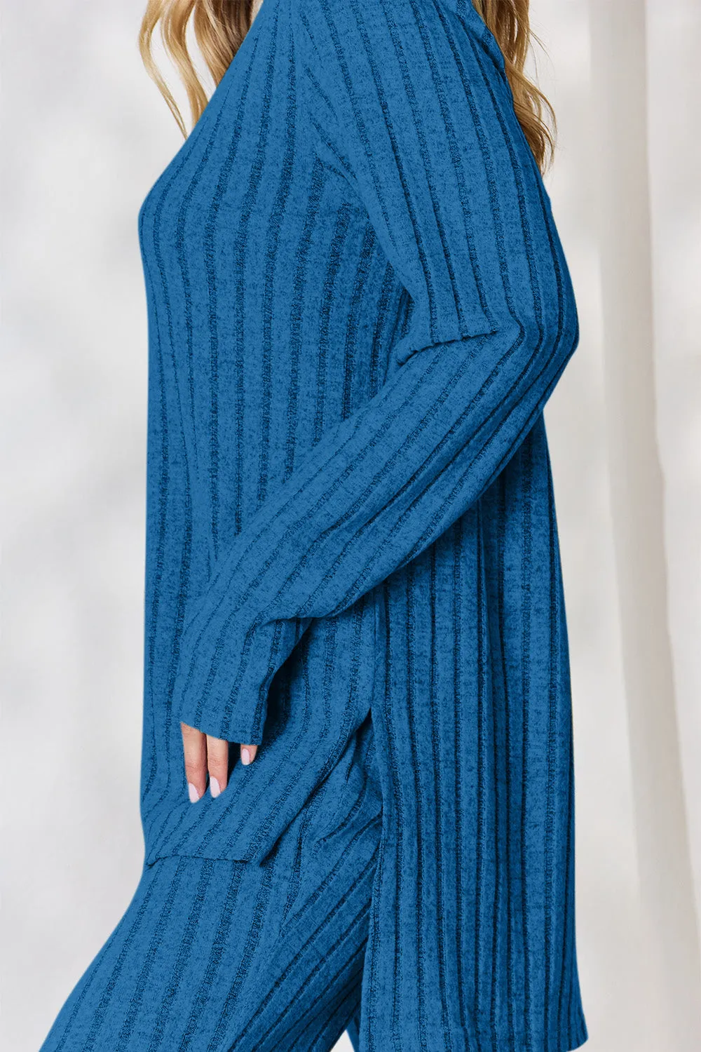 Basic Bae Full Size Ribbed High-Low Top and Wide Leg Pants Set sold by Back2Basics product image thumbnail 4