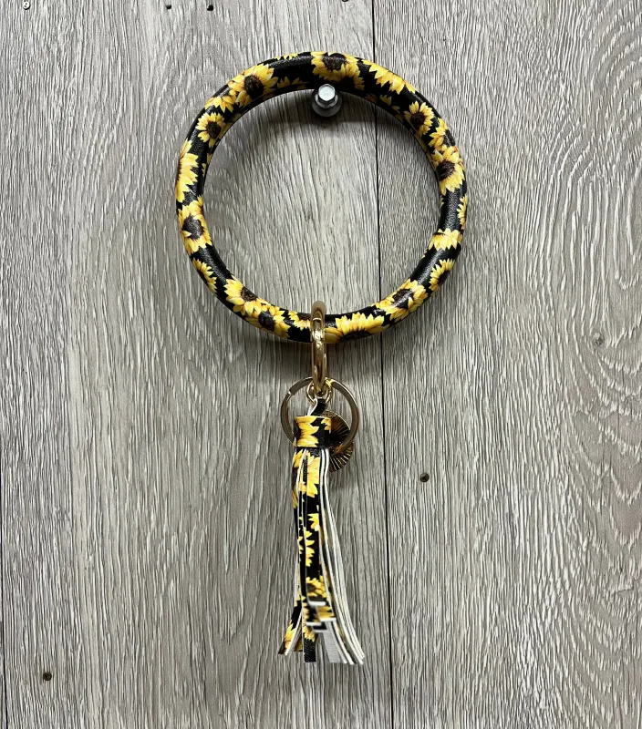 Boutique Key Ring Bangle Tassel Sunflowers BB570 made by Back2Basics
