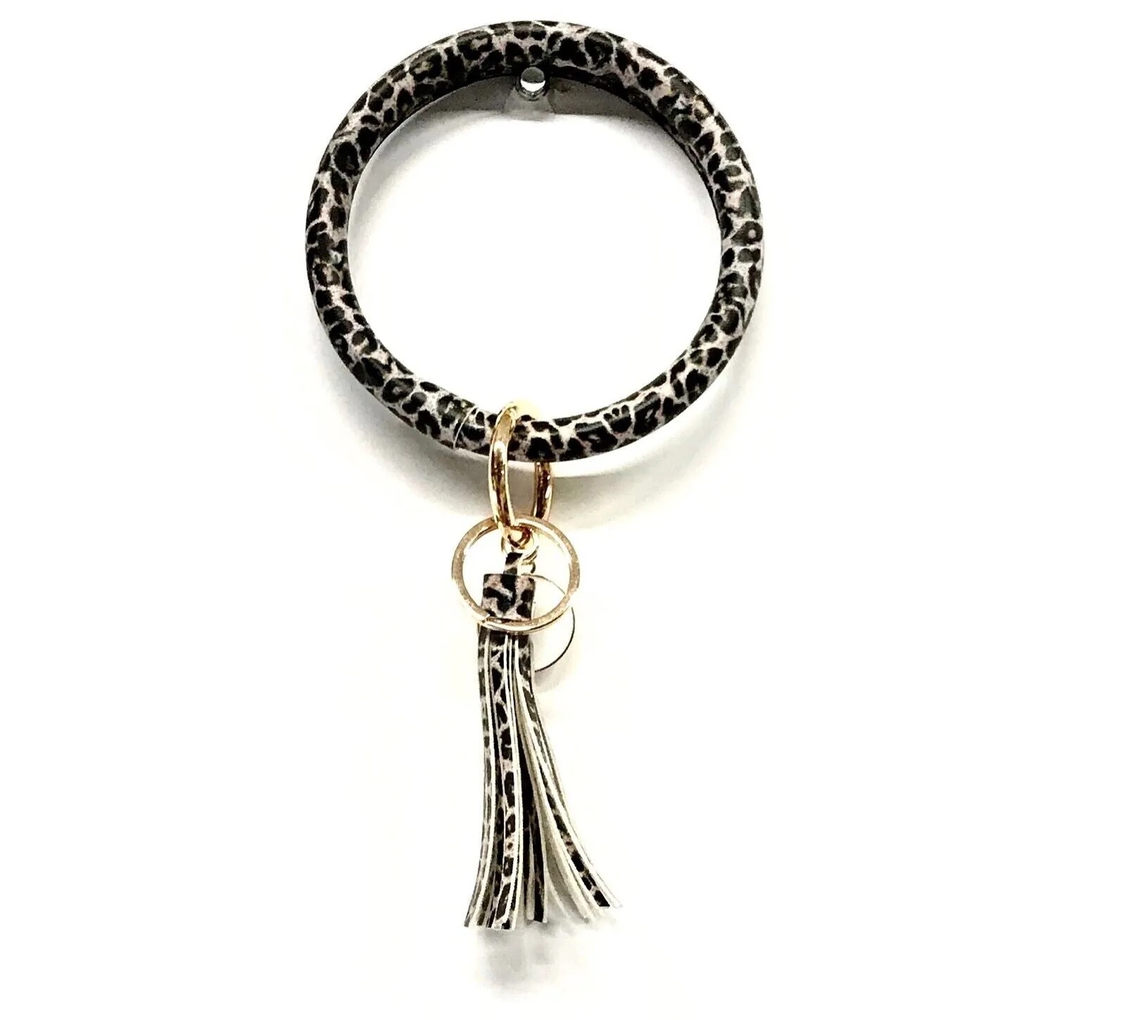 Boutique Key Ring Bangle Tassel Animal Leopard Print Black Brown BB547/548 sold by Back2Basics