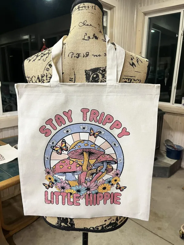 Ready To Ship | Stay Trippy Little Hippie | Tote sold by Back2Basics