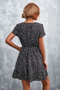 Ditsy Floral V-Neck Short Sleeve Dress sold by Back2Basics