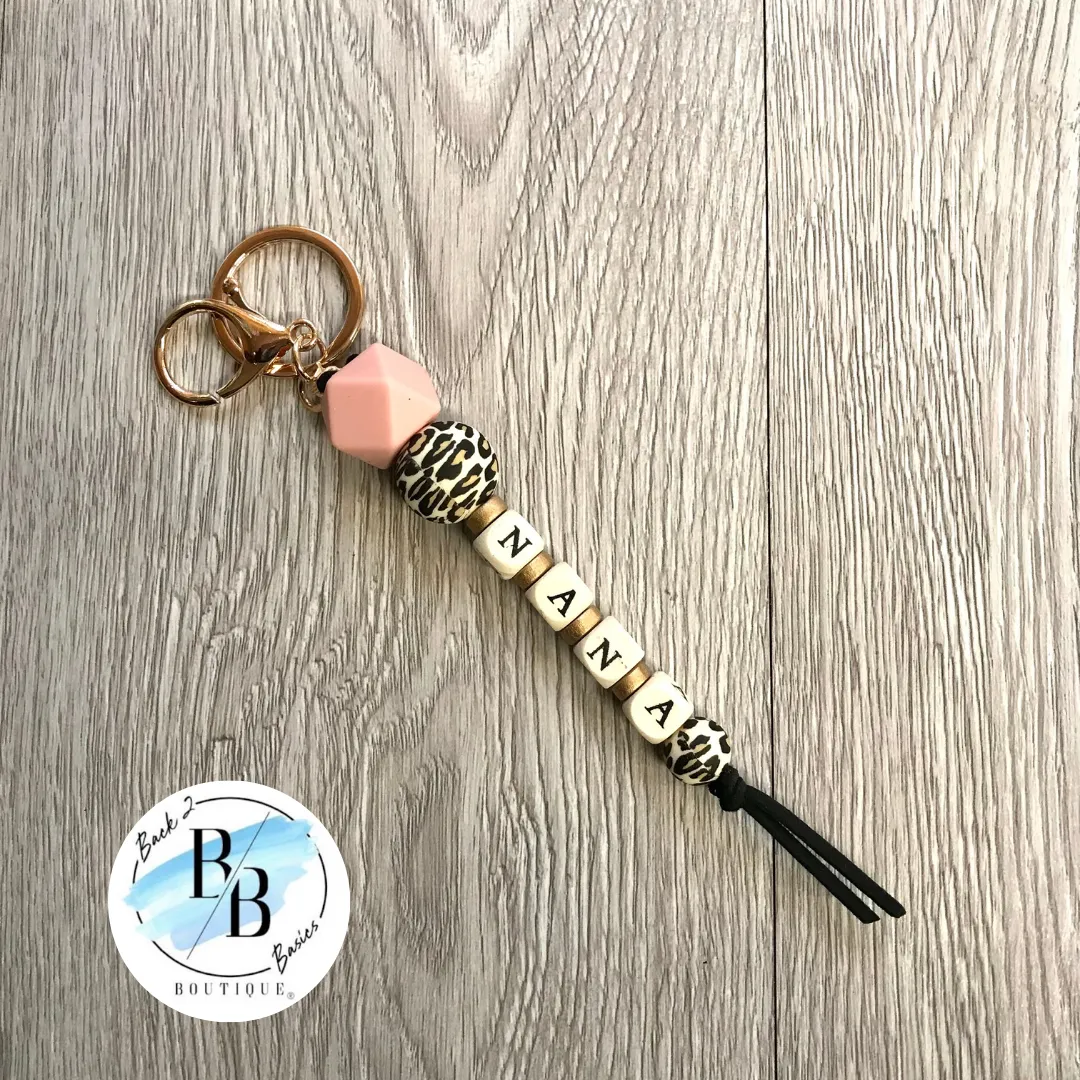 Black Leopard Beaded Nana Tassel Keychain sold by Back2Basics