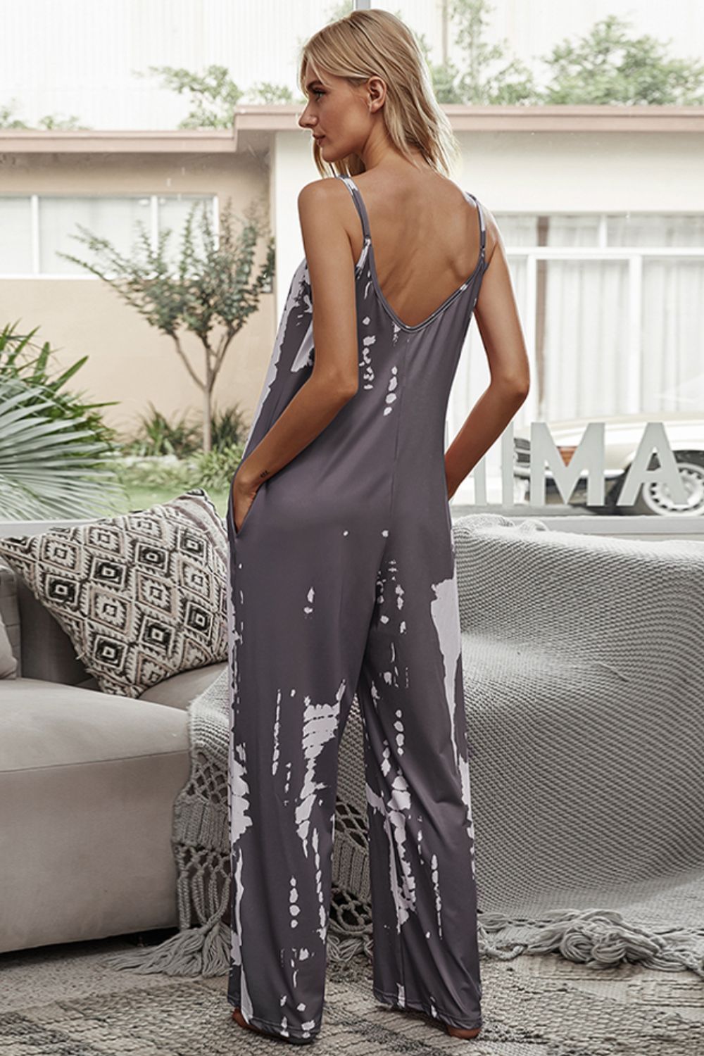 Tie-Dye Spaghetti Strap Jumpsuit with Pockets sold by Back2Basics product image thumbnail 15