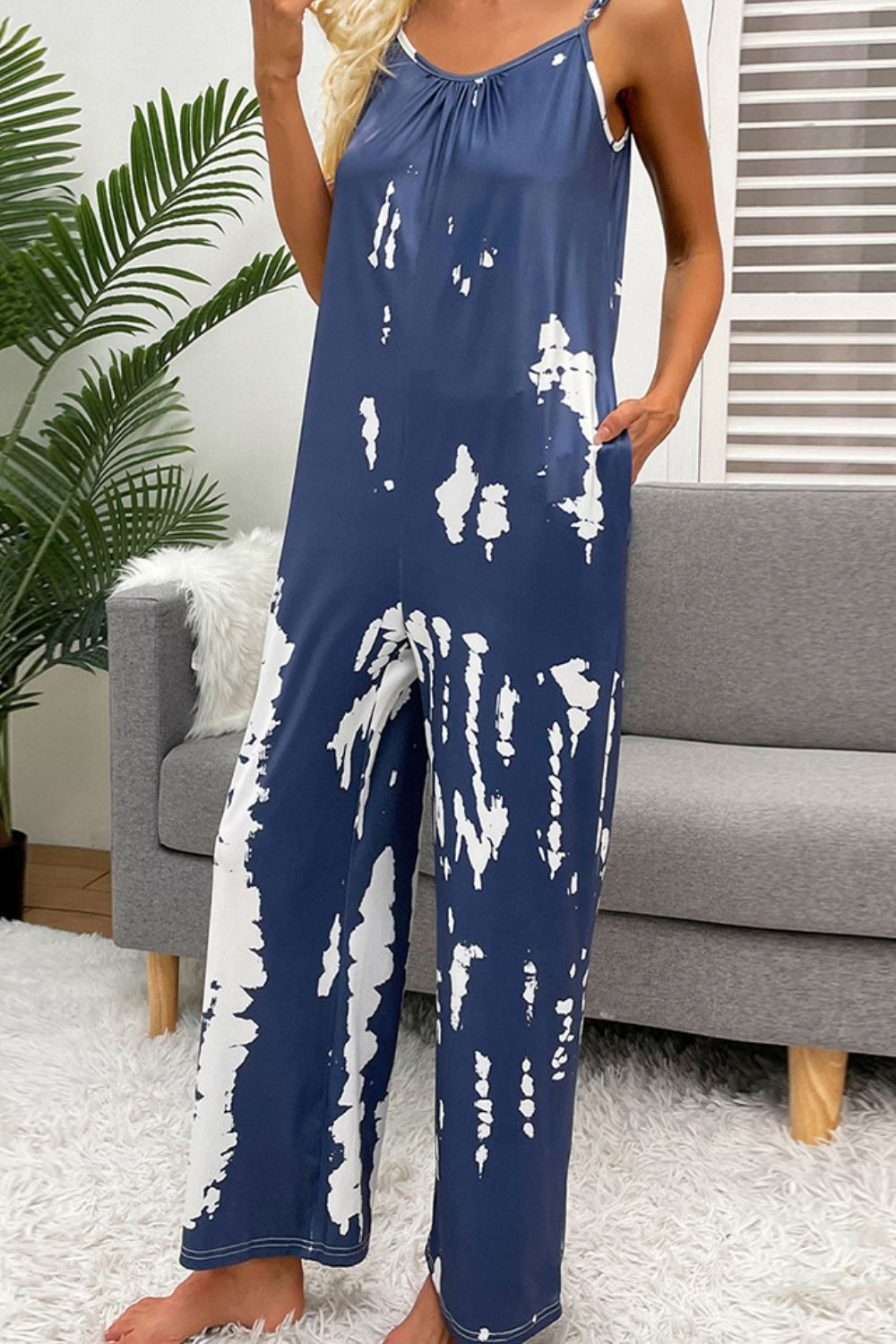 Tie-Dye Spaghetti Strap Jumpsuit with Pockets sold by Back2Basics product image thumbnail 26