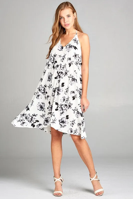 Asymmetric Open Back Halter Neck Floral Dress sold by Back2Basics