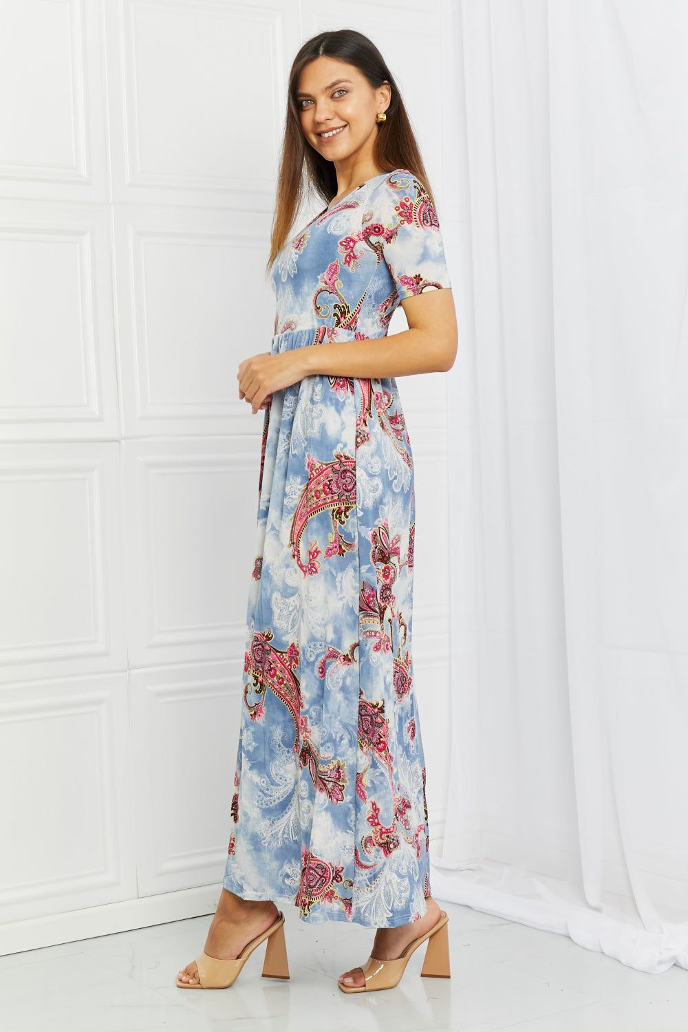 Celeste In My Feels Full Size Paisley Maxi Dress sold by Back2Basics product image thumbnail 4