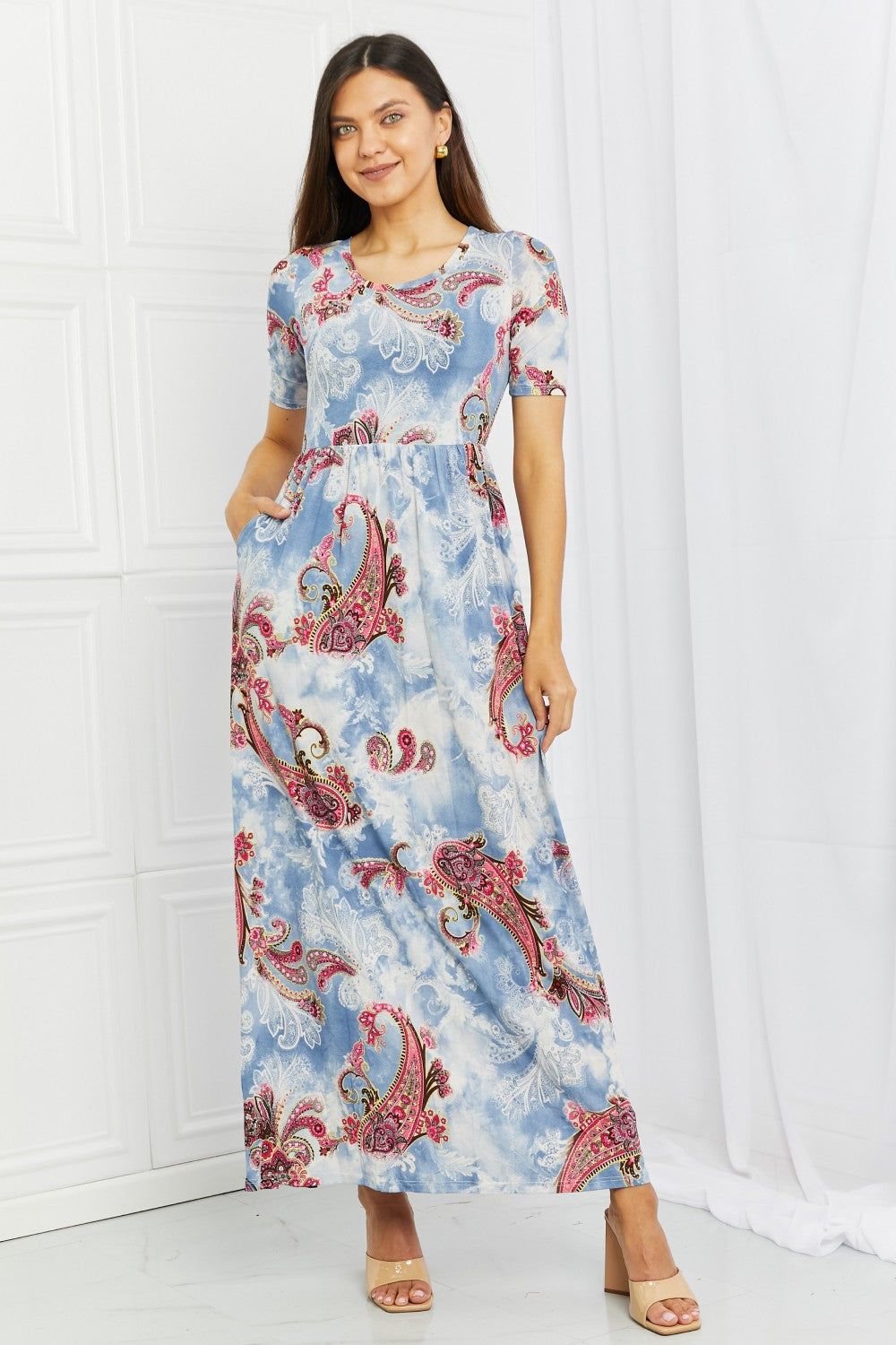 Celeste In My Feels Full Size Paisley Maxi Dress sold by Back2Basics