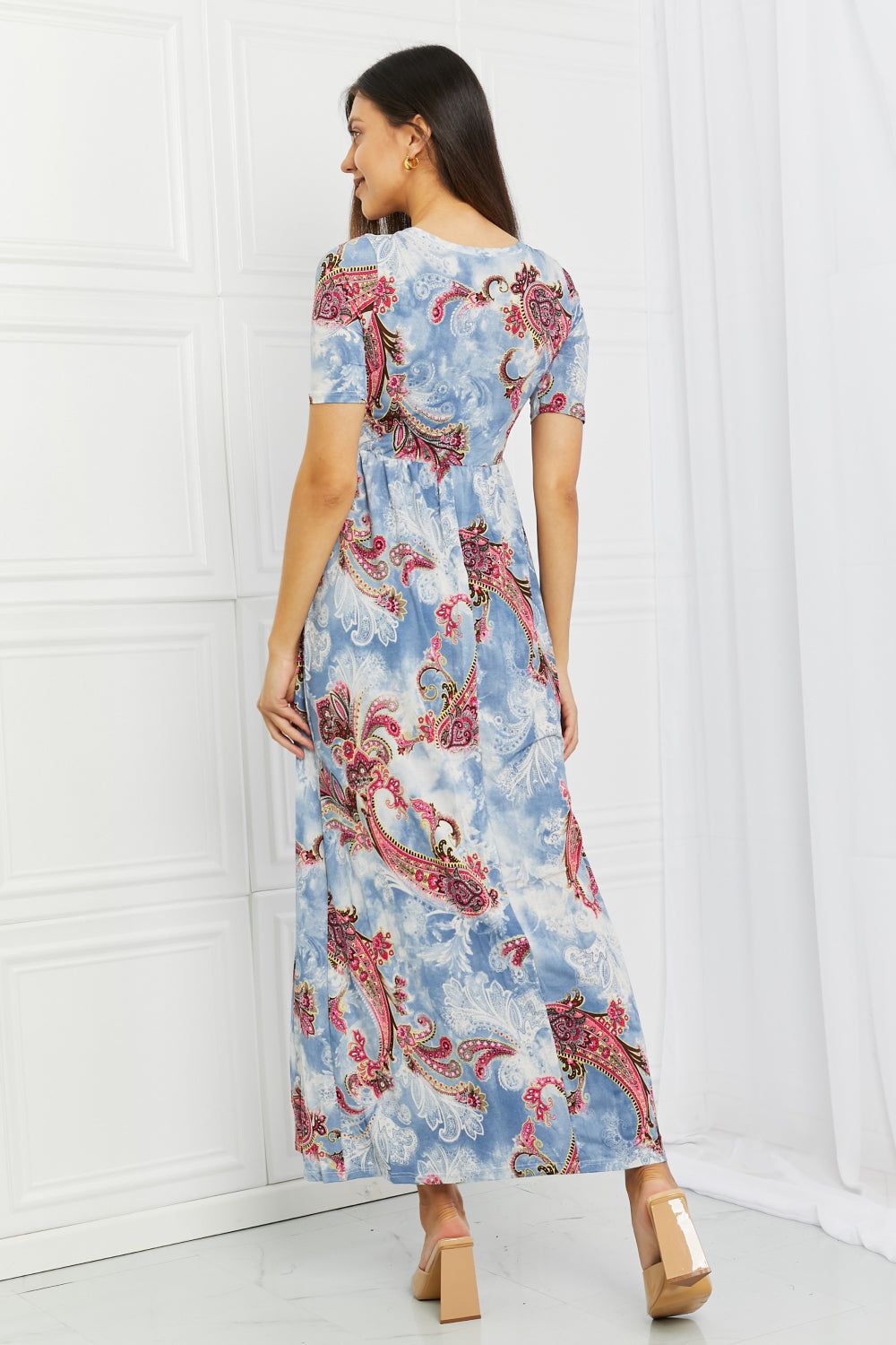 Celeste In My Feels Full Size Paisley Maxi Dress sold by Back2Basics product image thumbnail 2