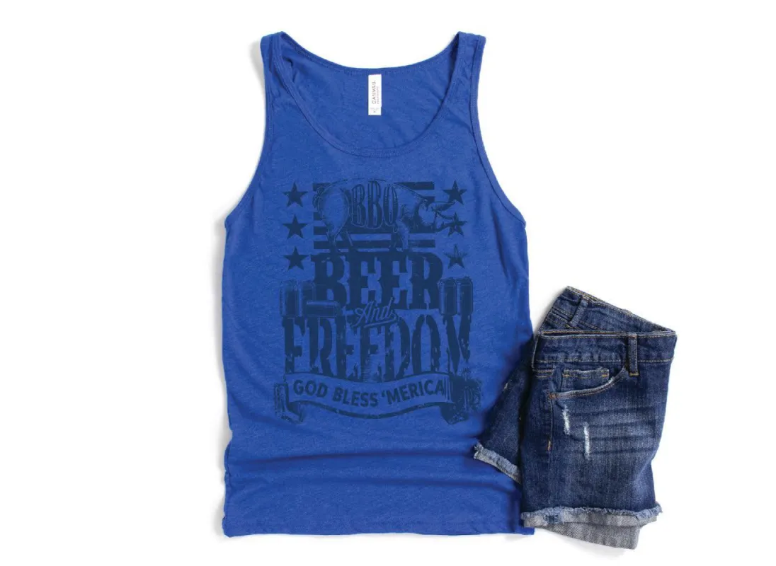 BBQ Beer Freedom Tank Top sold by Back2Basics