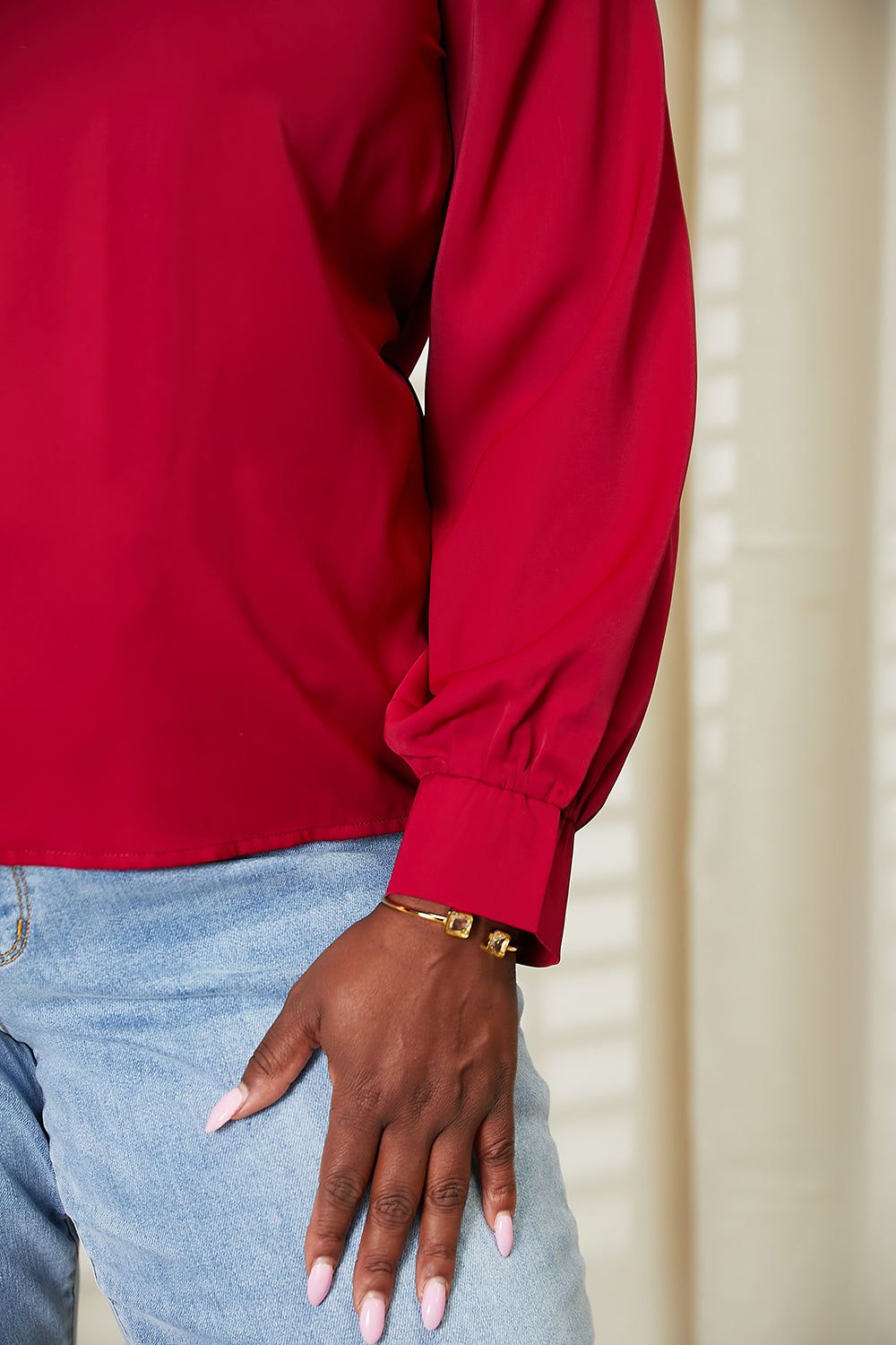 Double Take Cutout Gathered Detail Mock Neck Top sold by Back2Basics product image thumbnail 5