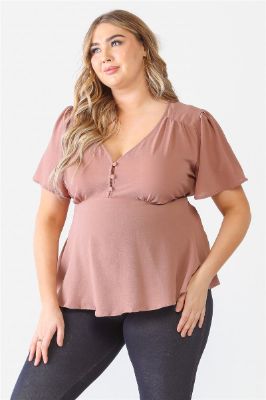 Plus Tie Detail Flare Top sold by Back2Basics