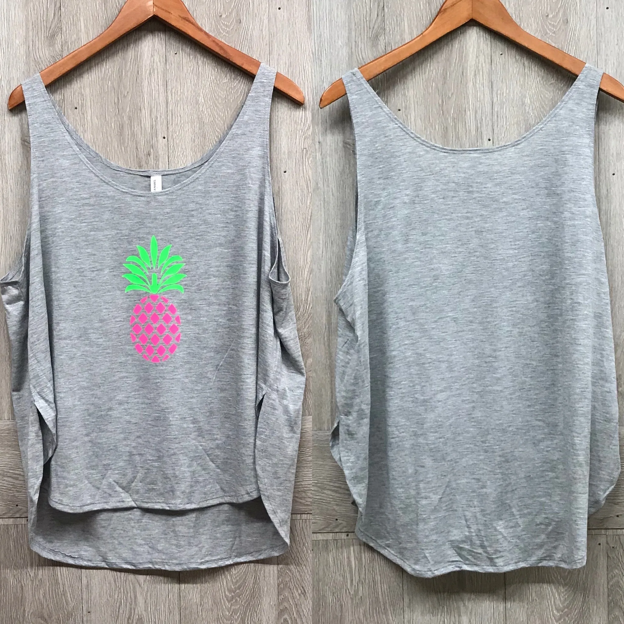 Neon Pink Green Pineapple Loose Fit Tank Top sold by Back2Basics