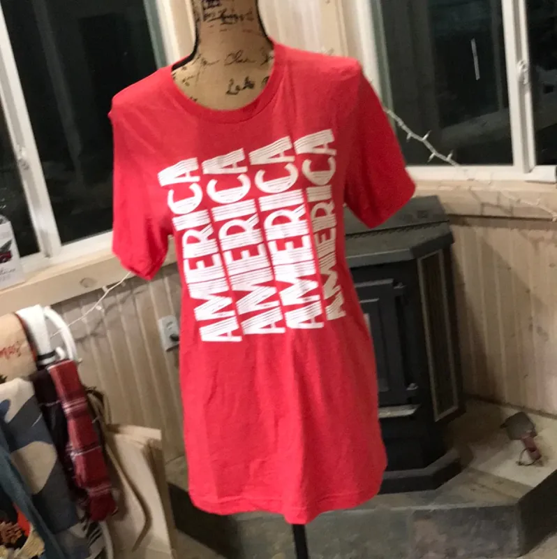 America Short Sleeve Tee White Ink sold by Back2Basics