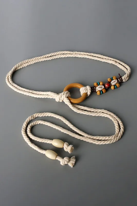 Wood Ring Rope Belt sold by Back2Basics