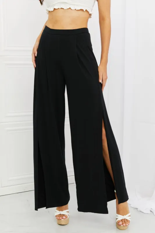 Culture Code Heatwave Front Slit Flowy Pants in Black sold by Back2Basics