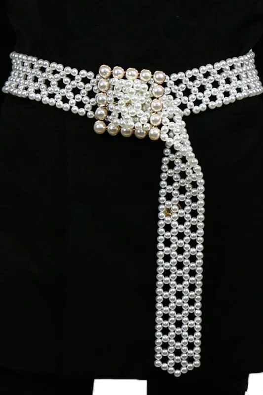 Alloy Buckle Pearl Belt sold by Back2Basics