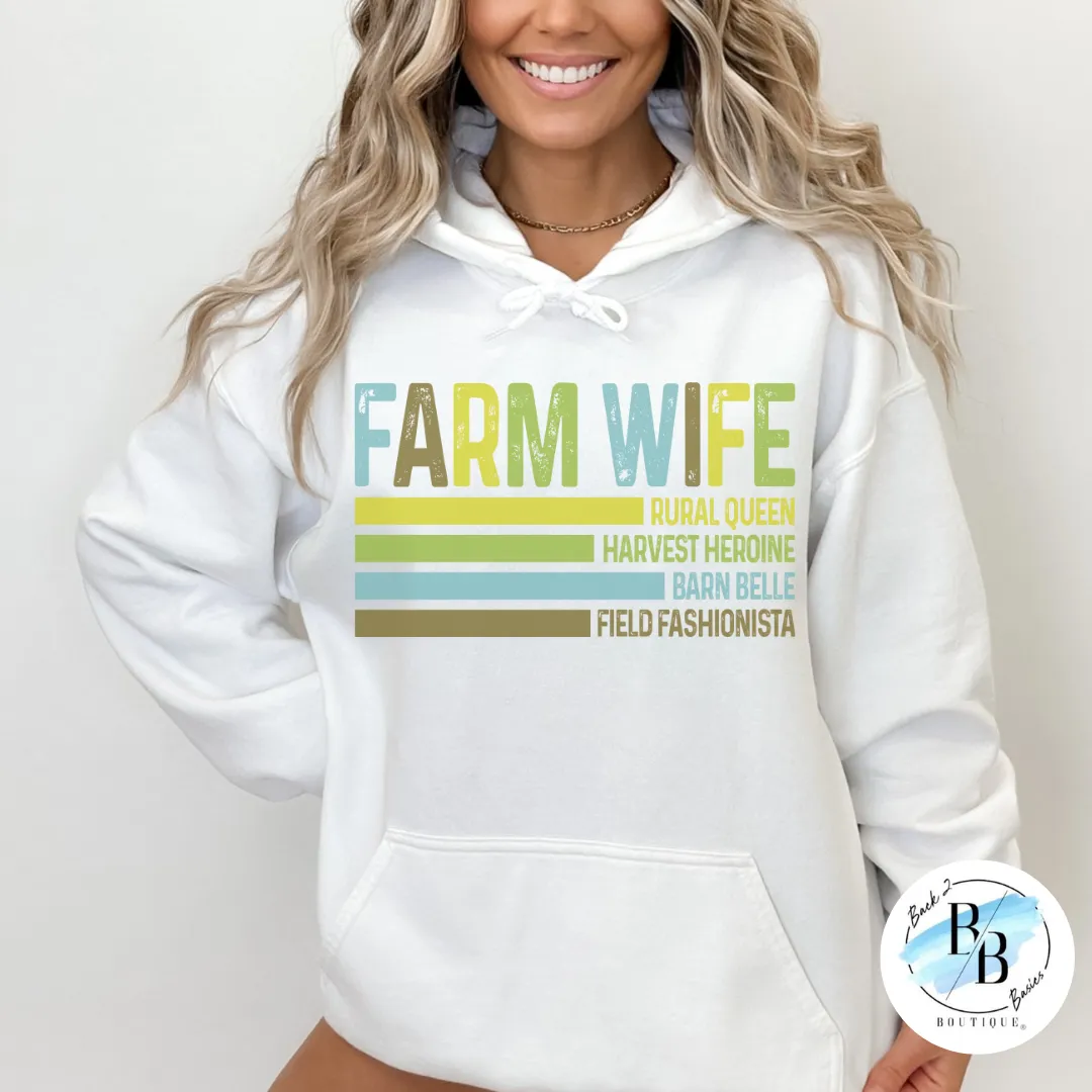 Farm Wife - White - Tee, Crew, Hoodie sold by Back2Basics product image thumbnail 3