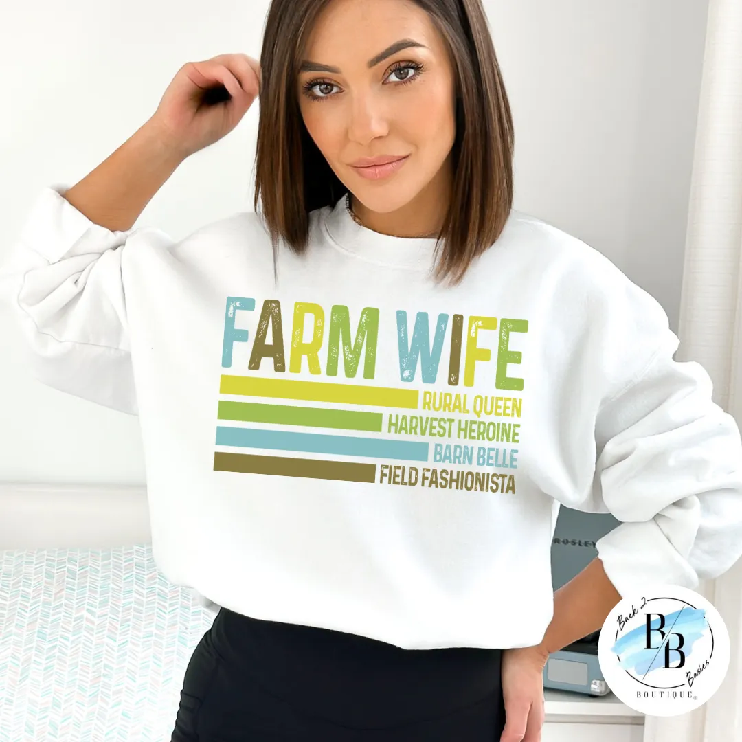 Farm Wife - White - Tee, Crew, Hoodie sold by Back2Basics product image thumbnail 2