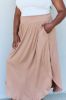 Doublju Comfort Princess Full Size High Waist Scoop Hem Maxi Skirt in Tan sold by Back2Basics