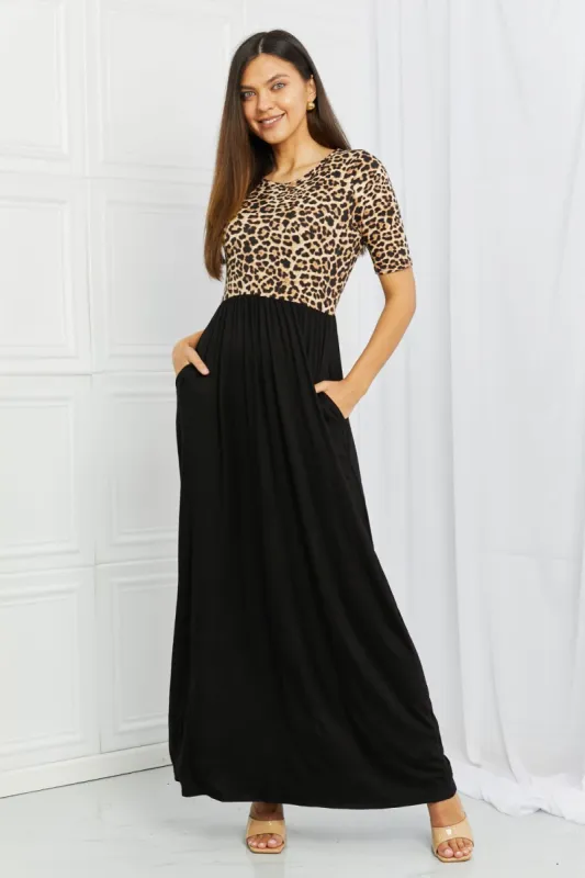 Celeste Essential Full Size Maxi Dress in Leopard sold by Back2Basics