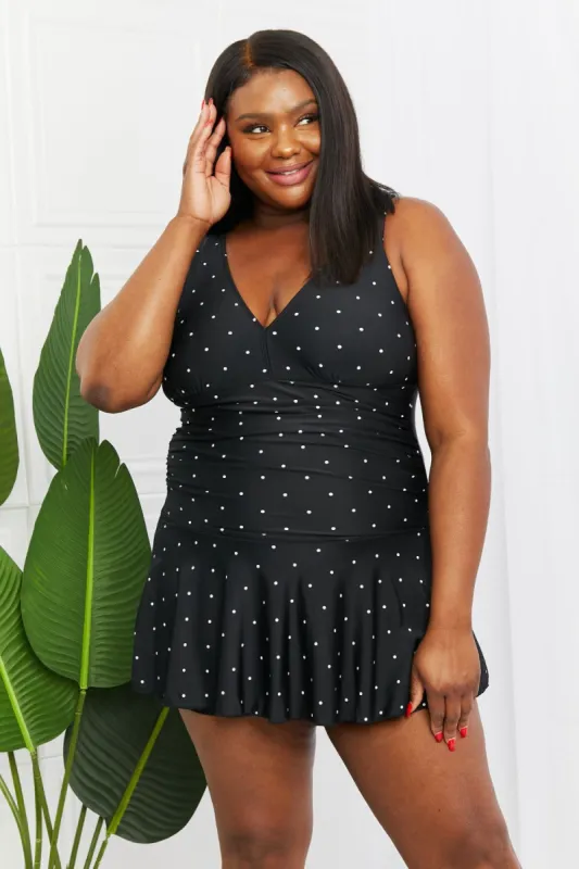 Marina West Swim Full Size Clear Waters Swim Dress in Black and White Polka Dot sold by Back2Basics