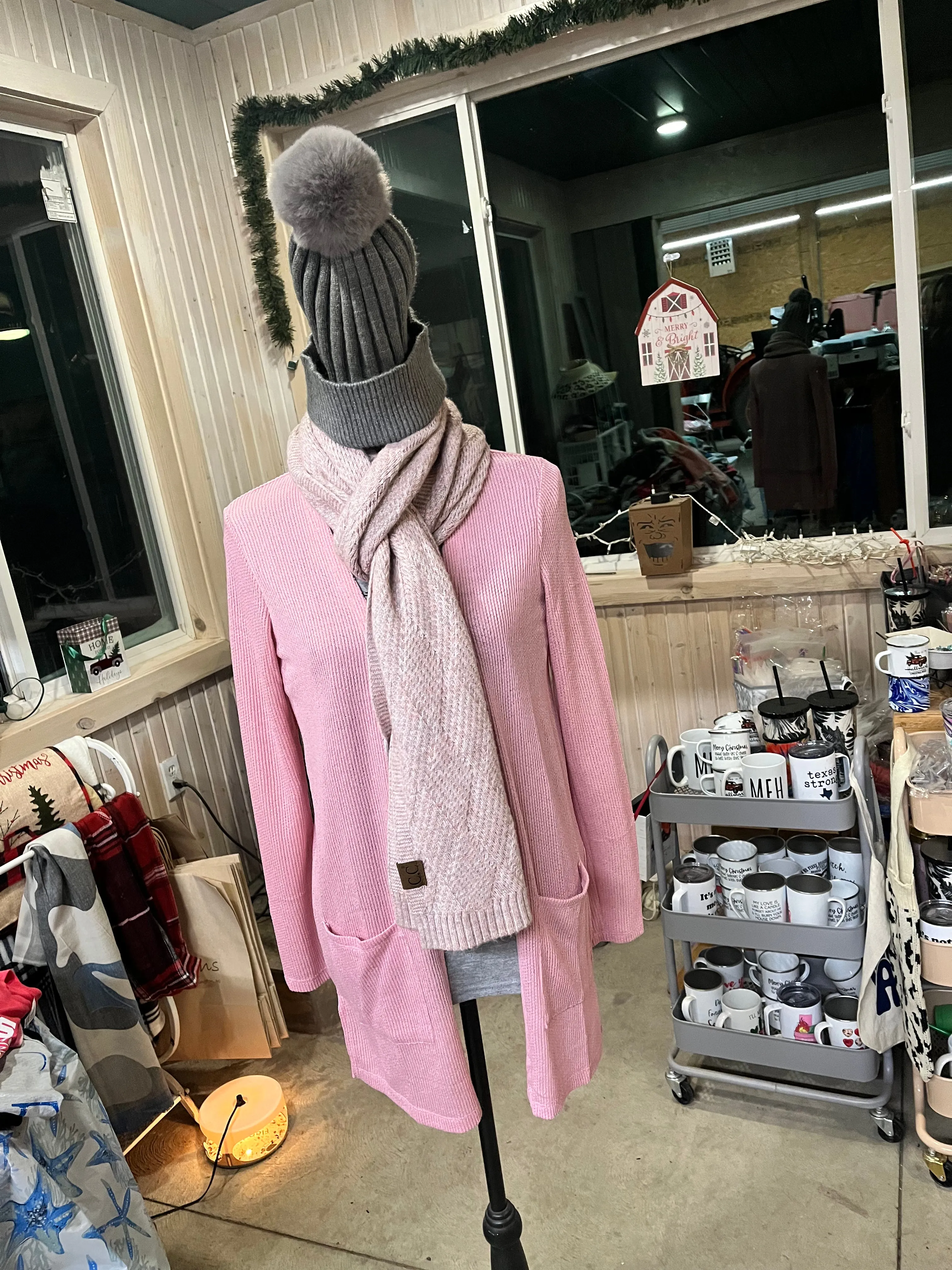 Waffle Knit Open Cardigan With Pockets sold by Back2Basics