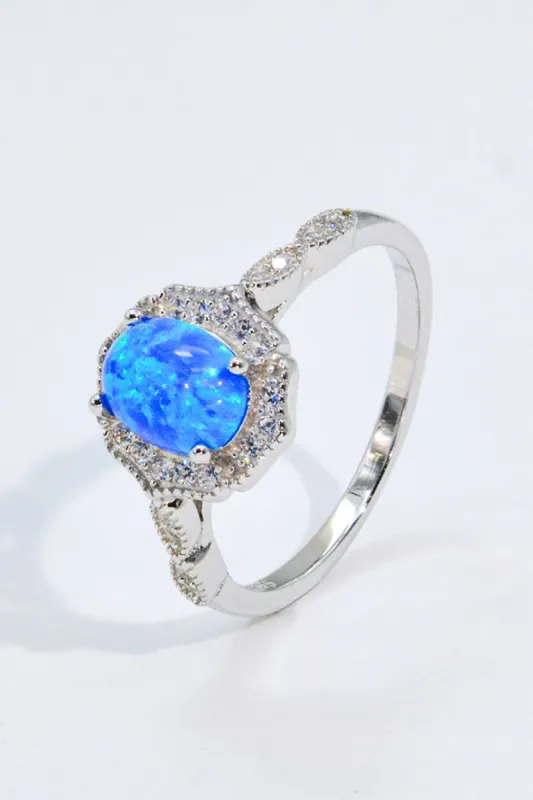 Opal and Zircon 925 Sterling Silver Ring sold by Back2Basics