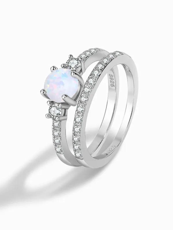 925 Sterling Silver Opal Split Shank Ring sold by Back2Basics
