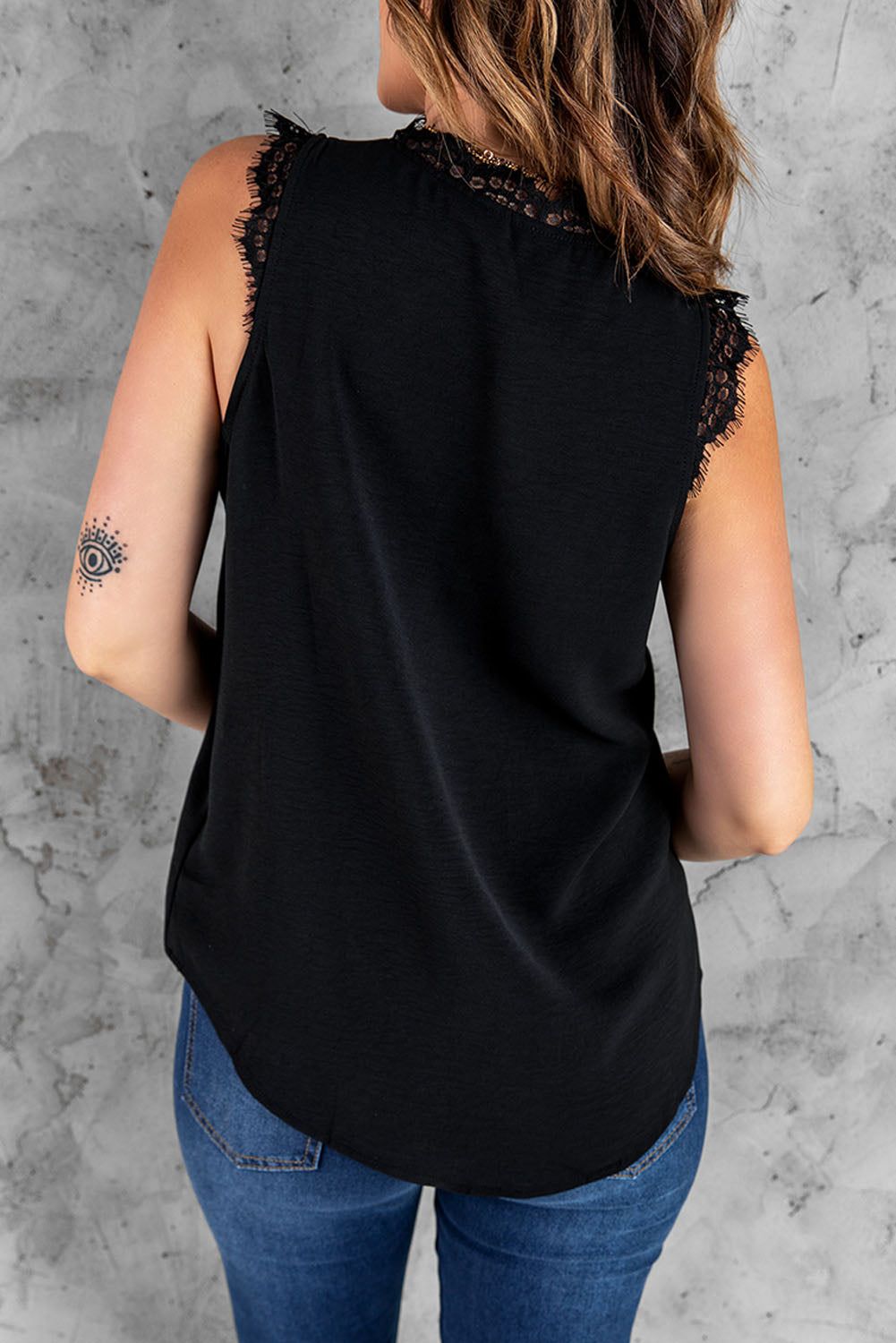 Eyelash Lace V-Neck Tank Top sold by Back2Basics product image thumbnail 2