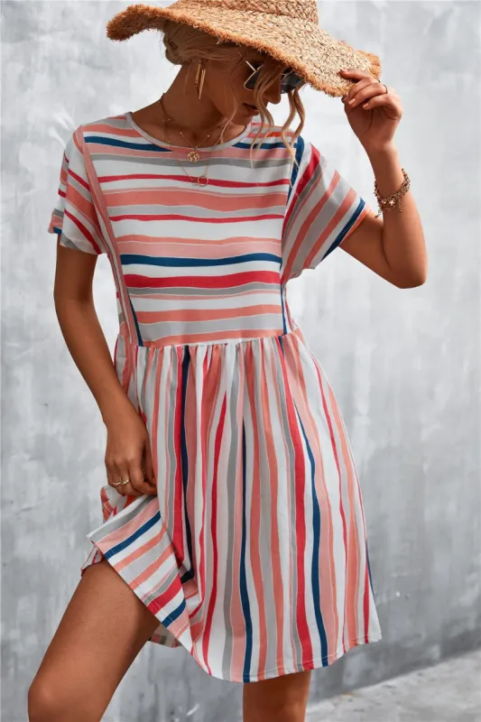 Striped Round Neck Dress sold by Back2Basics