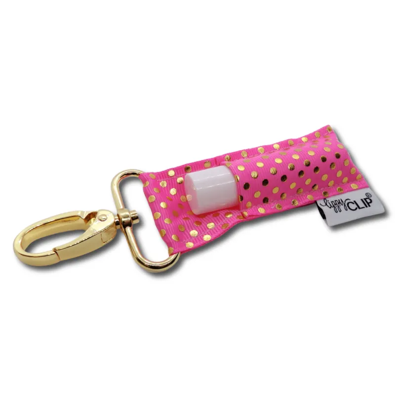 Gold Dots on Bubblegum Pink LippyClip® sold by Back2Basics