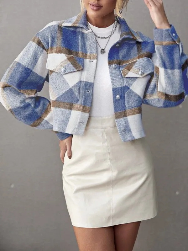 Plaid Cropped Jacket sold by Back2Basics