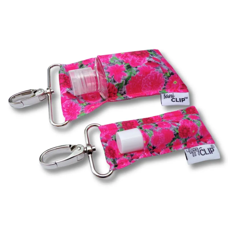 Pink Dahlias LippyClip and SaniClip sold by Back2Basics