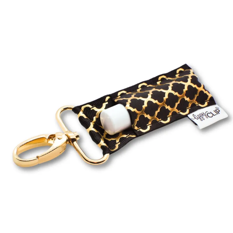 Gold Quatrefoil on Black LippyClip® sold by Back2Basics
