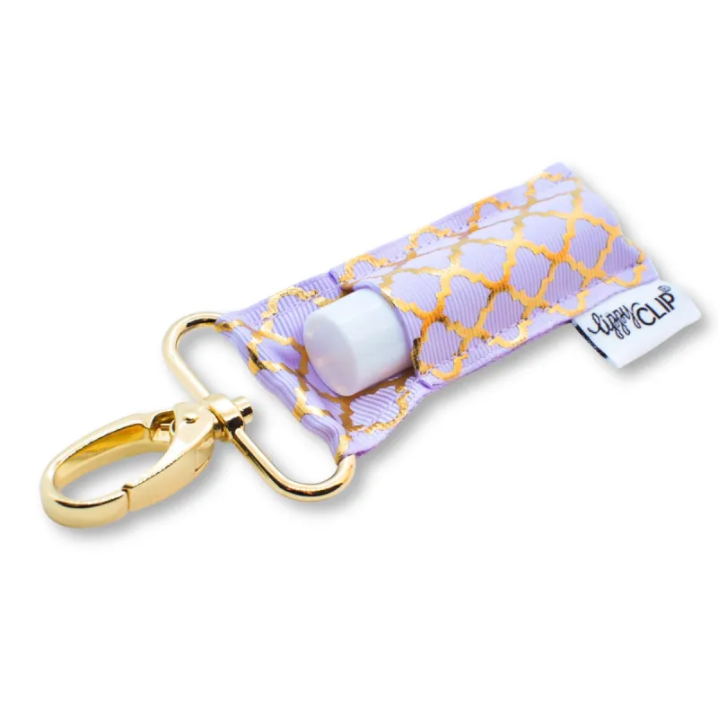 Gold Quatrefoil on Lavender LippyClip® sold by Back2Basics