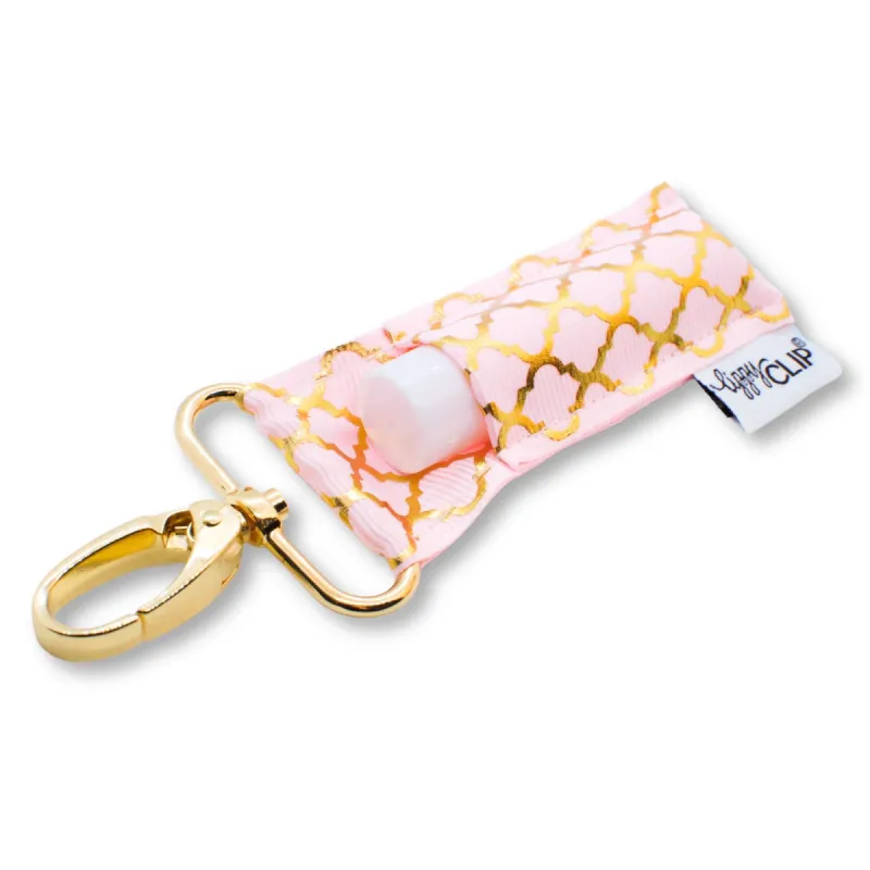 Gold Quatrefoil on Light Pink LippyClip® sold by Back2Basics