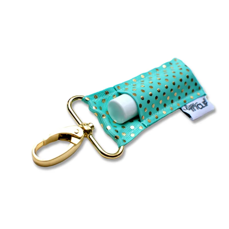 Gold Dots on Aqua LippyClip® sold by Back2Basics