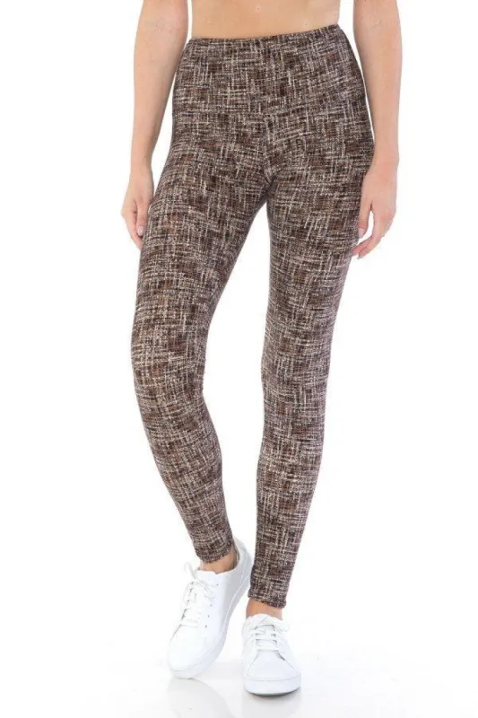 Yoga Style Banded Lined Multi Printed Knit Legging With High Waist sold by Back2Basics