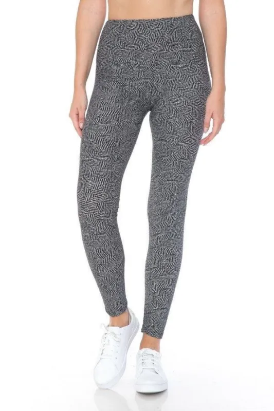 Yoga Style Banded Lined Multi Printed Knit Legging With High Waist sold by Back2Basics