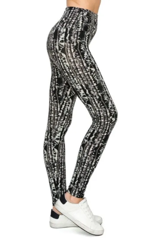 Yoga Style Banded Lined Tie Dye Printed Knit Legging With High Waist. sold by Back2Basics