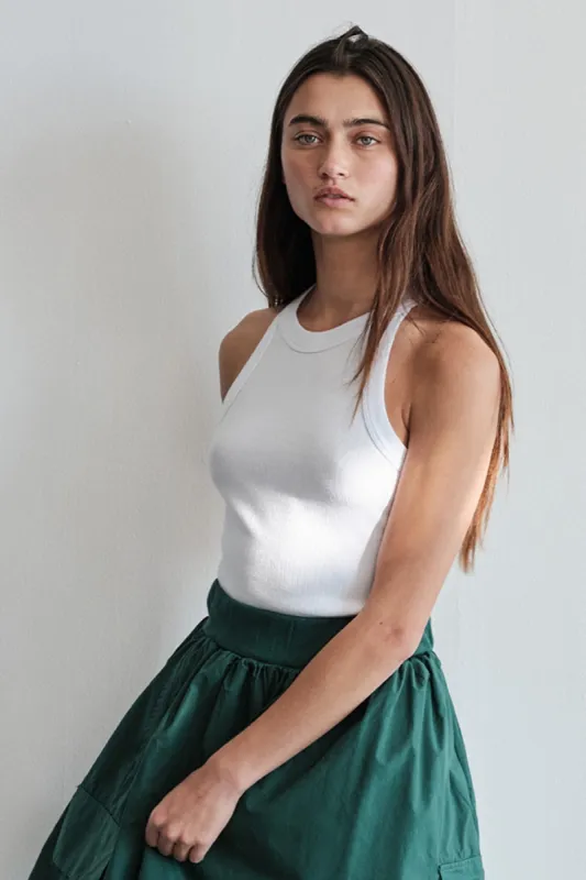 Stateside 2X1 Rib High-Neck Tank in White sold by Bailey 44