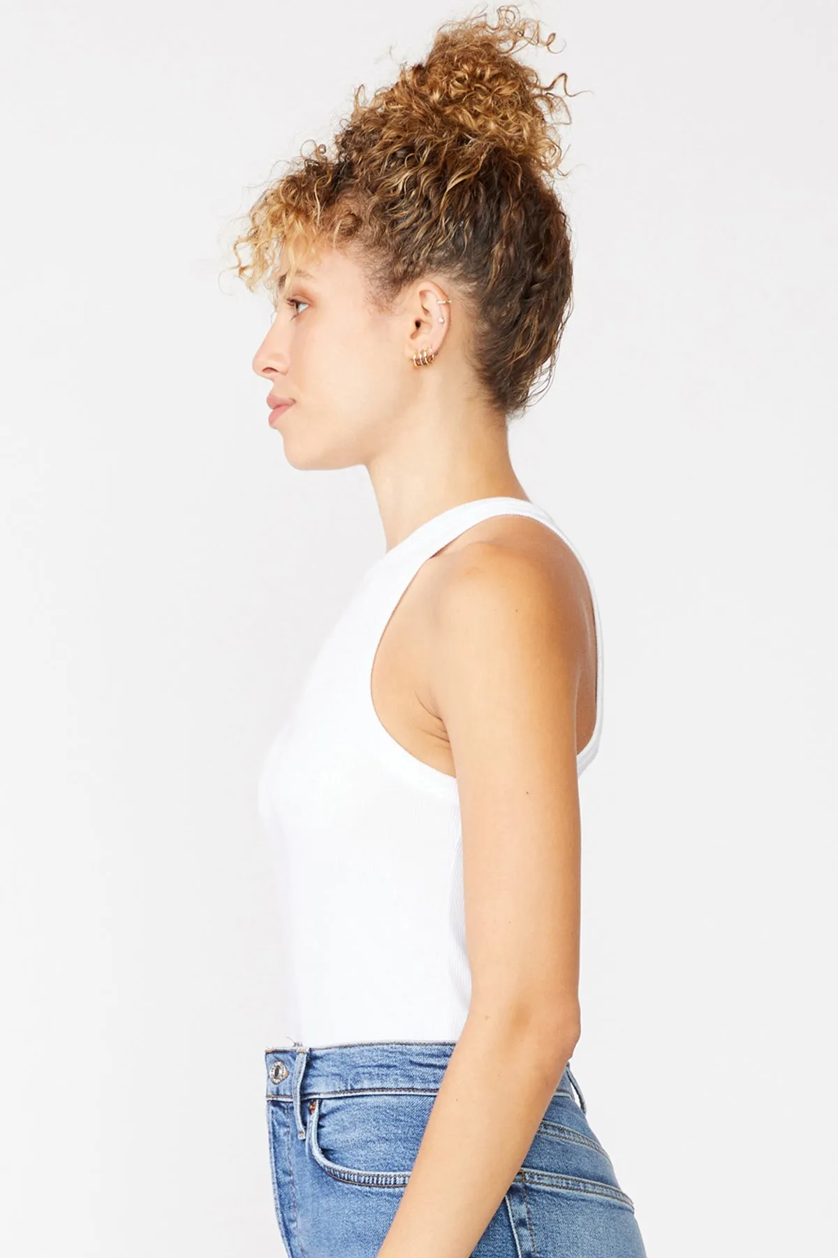 Stateside 2X1 Rib High-Neck Tank in White sold by Bailey 44 product image thumbnail 4